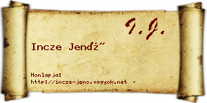 Incze Jenő névjegykártya